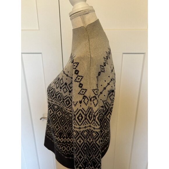 NWOT Joie Womens Medium Gray Black Mock Neck Fair Isle Soft Pullover Sweater - Picture 7 of 11